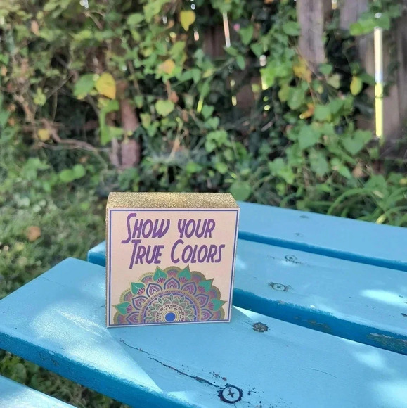 Show your true colors home decor gold sparkle plaque desk purple mandala boho hi - Picture 2 of 8